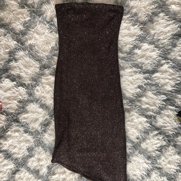 Jessica McClintock Dresses & Skirts - Brown Sparkly Asymmetrical Tube Dress